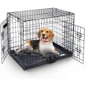 Maxxpet - Cage pour Chien 107x70x78 cm - Avec poignée - Caisse de transport pliante - 2 Portes - Panier de Transport pour Chien - Banc pour chien