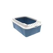 Rotho - mypet eco bonnie bac à litière pour chat avec entrée supérieure en plastique recyclé bleu/blanc taille m 57,2 x 39,3 x 20,