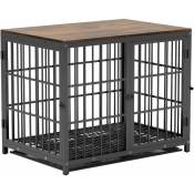 Bingopaw - Cage Chien Interieur Grande Taille Caisse pour Grand Chien Maison Meuble Cages Chiens en Bois avec 3 Porte - l Noir 92x75x64cm