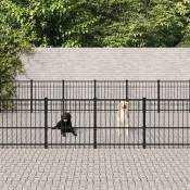 vidaXL Chenil d'extérieur pour chiens Acier 42,34 m²
