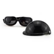 Ahlsen - Casque de chien lunettes ensemble casque pour animaux de compagnie lunettes de soleil chiens réglable chien moto chapeau de sécurité - black