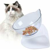 Gamelle pour chat - Transparente - Blanche - Antidérapante - Base en plastique de qualité alimentaire - Pour chiens et chats - Inclinaison à 15 °