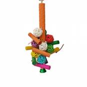 Hypeety Parrot Bite Toys coloré en rotin Boule Swing