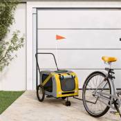 vidaXL Remorque de vélo pour animaux de compagnie jaune et gris