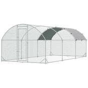PawHut Grand enclos poulailler 15,96 ㎡ parc grillagé toit anti-UV porte verouillable 2,8 x 5,7 x 1,97 m argenté