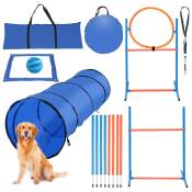 Agility pour chiens Set d'entraînement à la mobilité avec barres de slalom, zone repos + sac de transport équipement complet,tunnel - multicolore