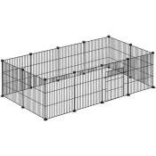 Aufun - Enclos grillagé en métal avec porte pour lapins, adapté aux petits animaux en intérieur et en extérieur, de couleur noire, de dimensions 142