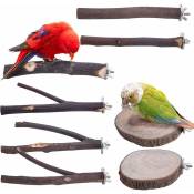 8 perchoirs en bois naturel pour oiseaux - Accessoires