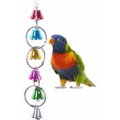 Coloré Ringer Bells Balançoire Jouet pour Oiseau Perroquet Africain Gris Ara Perruches Perruche Calopsitte Cacatoès Conure Inséparable Finch Cage
