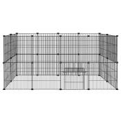 Aufun - Enclos grillagé pour lapins en métal avec porte, Enclos pour petits animaux intérieur et extérieur, 142 x 72 x 72 cm, Noir