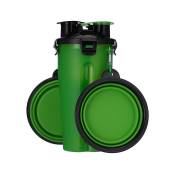 Bol pliable pour chien, bol pliable pour chien bol d'eau portable étanche pour animaux de compagnie 2 en 1(vert)