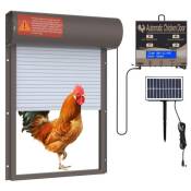 Ej.life - Porte automatique de poulailler à énergie solaire , avec minuterie, capteur de lumière et télécommande, porte poulailler avec affichage