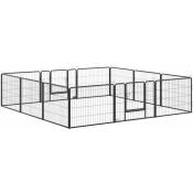 Pawhut - Parc enclos modulable pour animaux avec 2 portes - 12 panneaux modulables - acier noir