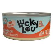 18x70g Lucky Lou Extra food filet dans le bouillon Thon & saumon Nourriture pour chat humide