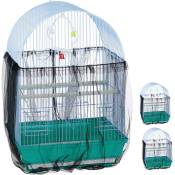Housse pour cage à oiseaux, lot de 3, filet de protection, plumes, poussière, circonférence jusqu'à 2 m, noir - Relaxdays