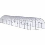 Poulailler Enclos d'extérieur | Cage à poules 3x16x2 m Acier galvanisé 69790 - Argent