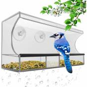 Vuszr - Mangeoire à oiseaux pour fenêtre mangeoire pour oiseaux avec plateau amovible, trous de drainage et ventouses