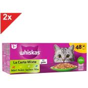 Whiskas - 96 Sachets fraîcheur en gelée 4 variétés mixtes pour chat 85g (2x48)
