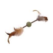 Jouet Chat - Wouapy Boule à plumes avec Matatabi et Herbe à chat Beige - 20 x 3,8 x 3