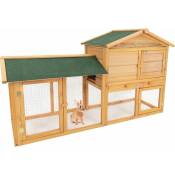 Maxxpet - Clapier en bois pour lapin 147x53x85 cm - Clapier pour Poulet - Poulailler - Espace intérieur et extérieur - Cage à lapin - brown
