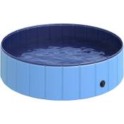 Pawhut - Piscine pour chiens bassin pliable bouchon vidange fond antidérapant diamètre 1,20 m bleu - Bleu