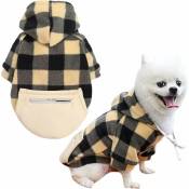 Sweat à capuche pour petit chien en polaire douce et chaude pour l'automne et l'hiver, vêtements pour chien, fille et garon, classique à carreaux,