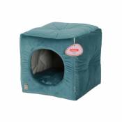 Cube Chambord ZOLUX pour chat - Velours Chesterfield - 35 x 35 cm - Vert paon - 500247