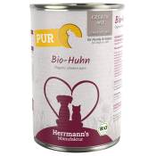 Lot Herrmann's Pure Viande Bio 24 x 400 g pour chien et chat - poulet bio
