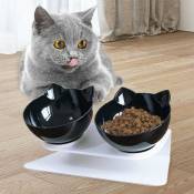 Mangeoire pour chat, 15°, inclinée, double bol, anti-débordement,