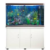 Monster Shop - Aquarium Complet 300 litres sur Meuble Blanc avec led [Pompe, Filtres, Plantes et Accessoires Inclus] Aquariophilie Poissons - Gravier