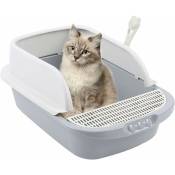 Gojoy - Bac à litière automatique auto-nettoyant anti-éclaboussures semi-fermé wc pour chat - Bac à litière pour chien - Gris - 30 x 45 x 18 cm
