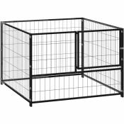 Chenil extérieur cage enclos parc animaux chien noir 100 x 100 x 70 cm acier - Noir