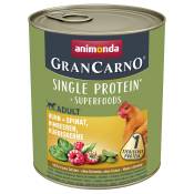 6x800g poulet, épinards, framboises, graines de potiron Animonda GranCarno Adult Superfoods nourriture humide pour chien