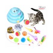 Ensoleille - Jouets pour chats, jouets interactifs pour chats, rouleau de piste à trois couches avec trois balles colorées, matériau pp, plus