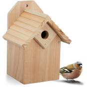 Relaxdays - Nichoir pour oiseaux, à accrocher, bois non traité, trou d'envol de 28 mm, hlp: 25x19x16 cm, nature