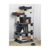 Sifree - Arbre à chat griffoir avec 2 niches, Griffoir 145cm, Grattoir geant 5 niveaux, Cadre d´escalade pour chat, Grattoir niche jouet animaux