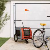 Vidaxl - Remorque de vélo pour animaux de compagnie orange et gris