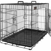 Feandrea - Cage pour Chien, avec 2 Portes, 107 x 70 x 77,5 cm, Noir PPD42BK