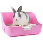 Boîte à litière de Lapin Facile à Nettoyer, pour Apprendre à Utiliser la Toilette, pour Petits Animaux/Lapins/cochons d'Inde/furets (Pink)