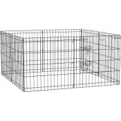Parc enclos modulable pour chien animaux porte verrouillable 8 panneaux dim. panneau 61L x 61H cm métal noir - Noir