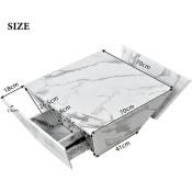 Table basse moderne tambour, table basse trapézoïdale en marbre blanc plaqué, table de salon 70x70x37cm l&h