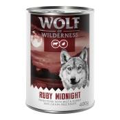 Wolf of Wilderness "Red Meat" 6 x 400 g pour chien Ruby Midnight : porc, bœuf, lapin