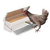 Idmarket - Mangeoire xl pour poules distributeur automatique à pédale en acier 5 kg - Gris