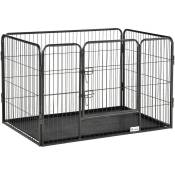 Pawhut - Cage chien démontable - enclos chien intérieur/extérieur - porte verrouillable, plateau - acier abs gris noir - Noir