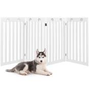 barrière giantex autoportante pour chien 4 panneaux en bois charnières métalliques à 360° sans perçage pour maison escaliers blanc