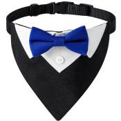 Lumten - Bandana de mariage pour chien Collier de chien avec nœud papillon Designs Collier réglable Tux formel Chien BowtieBlack + Blue Bow-S