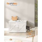 Feandrea - Maison de Toilette Chat, Meuble Litière Chat, avec Séparateur Amovible, Cache-litière pour Chat, Table, 80 x 53 x 50 cm, Blanc