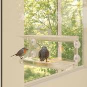 Lot de 2 Mangeoires à oiseaux de fenêtre Mangeoire Trémie Acrylique 30x12x15 cm 16267