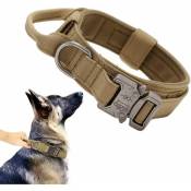 1 collier tactique pour chien, collier pour chien personnalisé, collier de dressage réglable pour chiens de taille moyenne à grande(Col Kaki l)