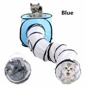 Augienb - Tunnels de jeu de chat pliable en forme de t pour animaux de compagnie Bleu